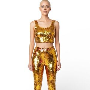 NEW ROSA BLOOM Sequins Crop Top SIZE XXS